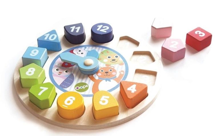 Oops, Zegar, drewniana zabawka edukacyjna