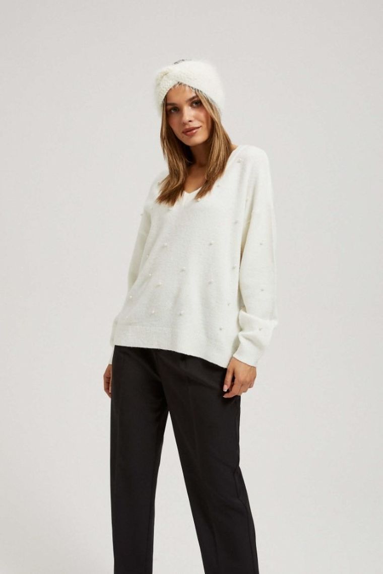 Opaska damska, biała, Moodo