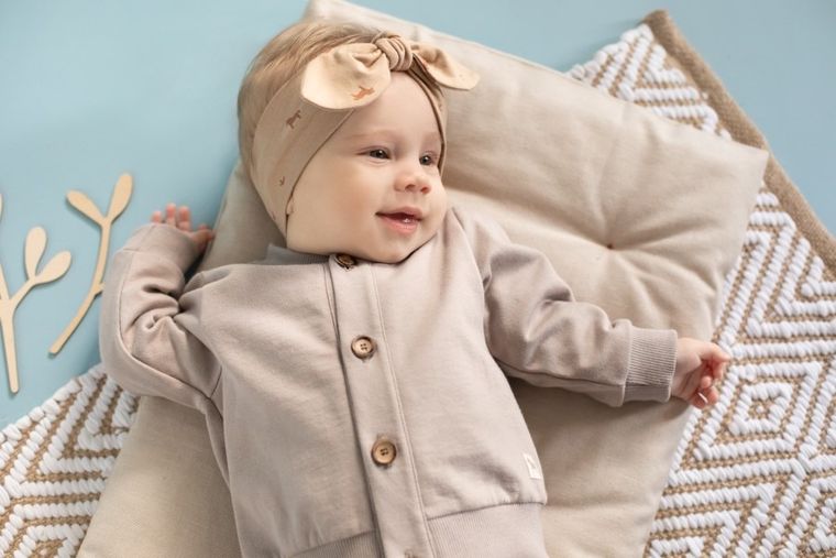 Opaska dziewczęca, bawełna organiczna, brązowa, Pinokio