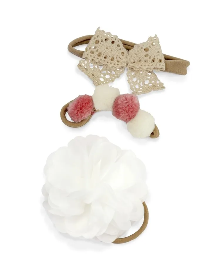 Opaska dziewczęca, beżowa, zestaw, 3 szt., Iltom