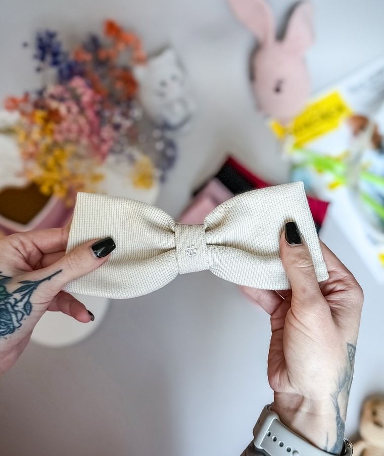 Opaska dziewczęca, prążkowana, ecru, Iltom