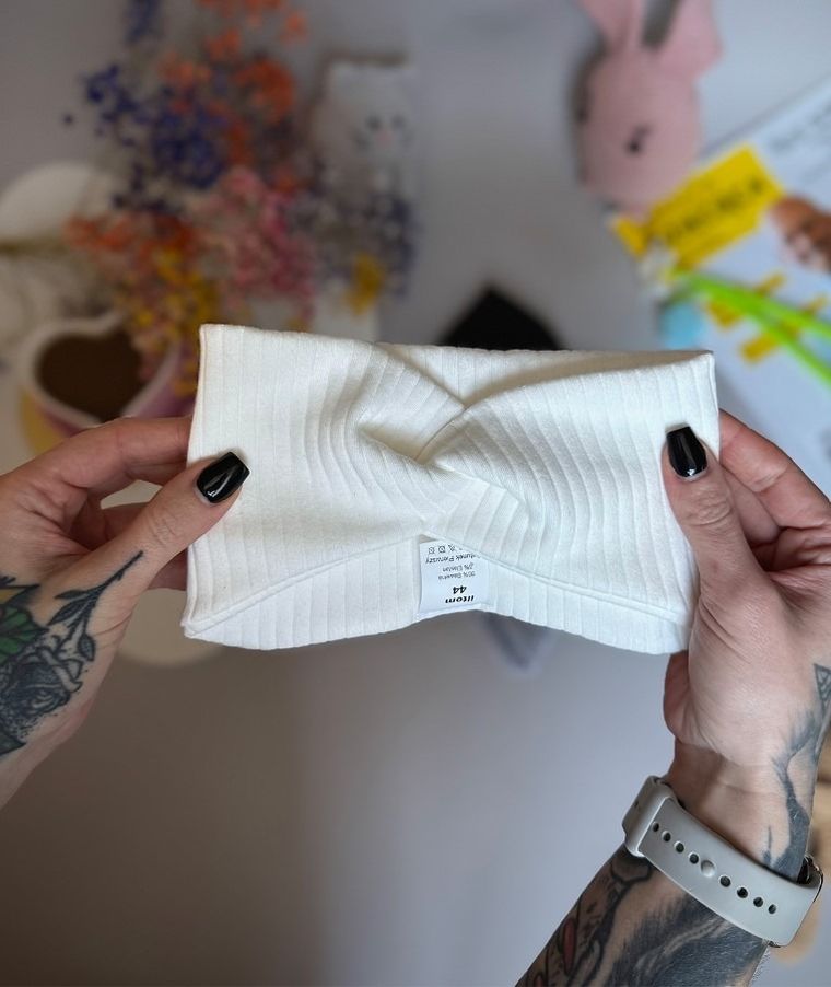 Opaska dziewczęca, prążkowana, ecru, Iltom