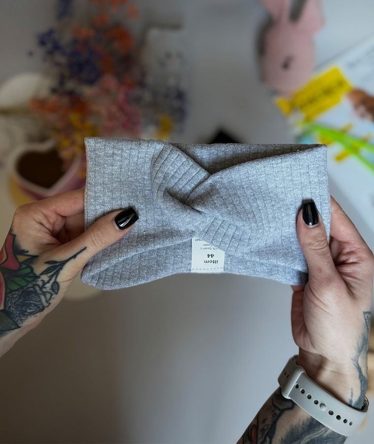 Opaska dziewczęca, prążkowana, szara, Iltom