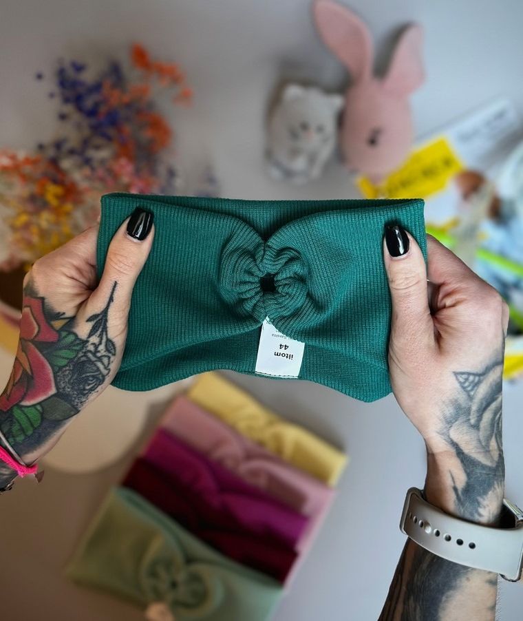 Opaska dziewczęca, prążkowana, zielona, Iltom