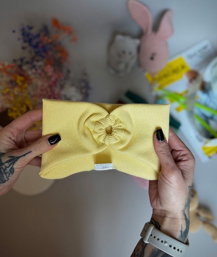 Opaska dziewczęca, prążkowana, żółta, Iltom