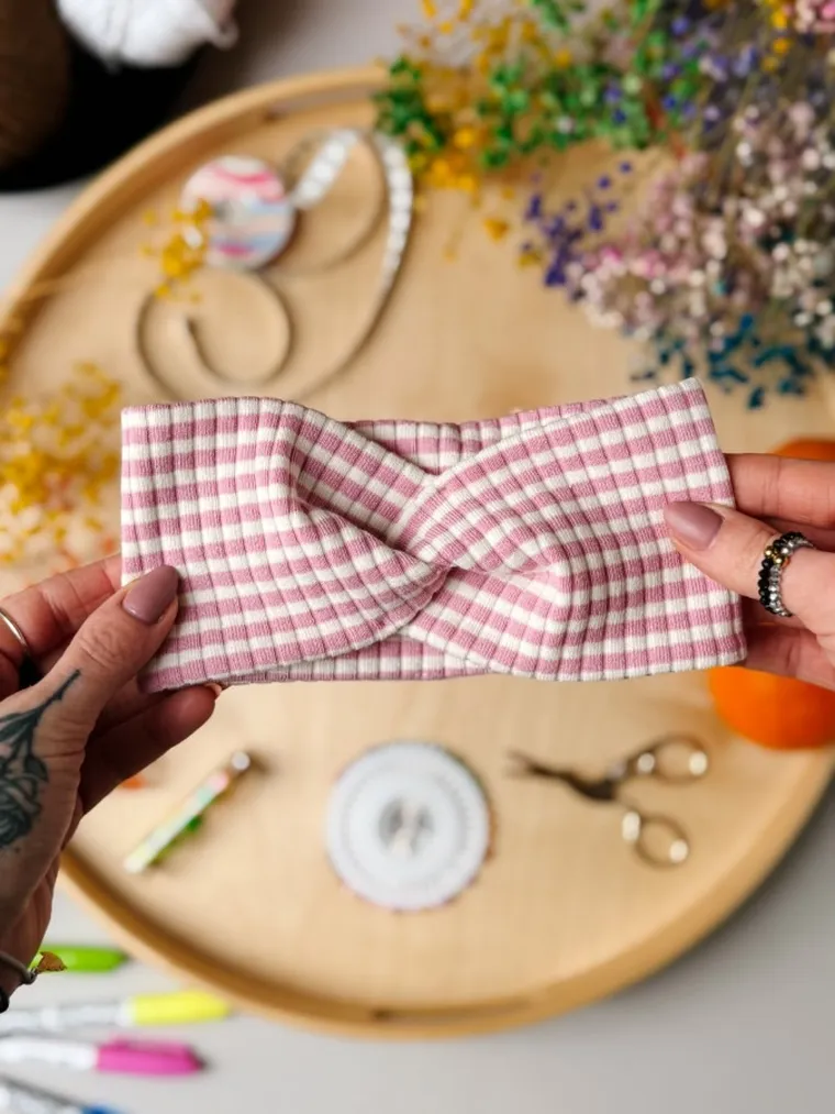 Opaska dziewczęca, różowo-biała, Iltom