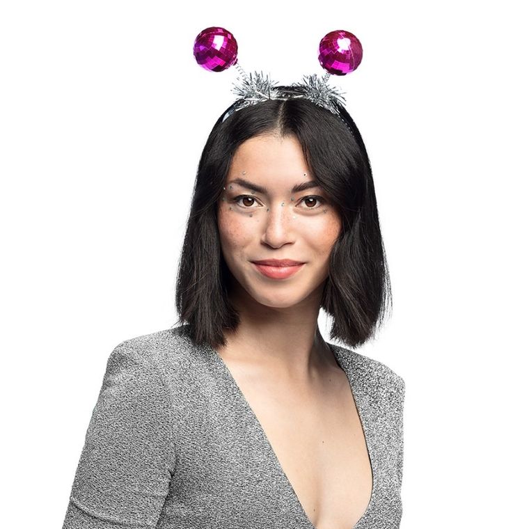 Opaska, kule disco, różowe