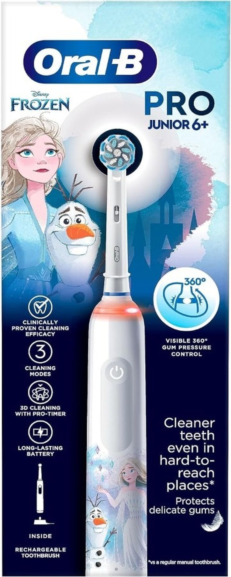 Oral-B, Junior Pro, Kraina Lodu, szczoteczka elektryczna, 6l+