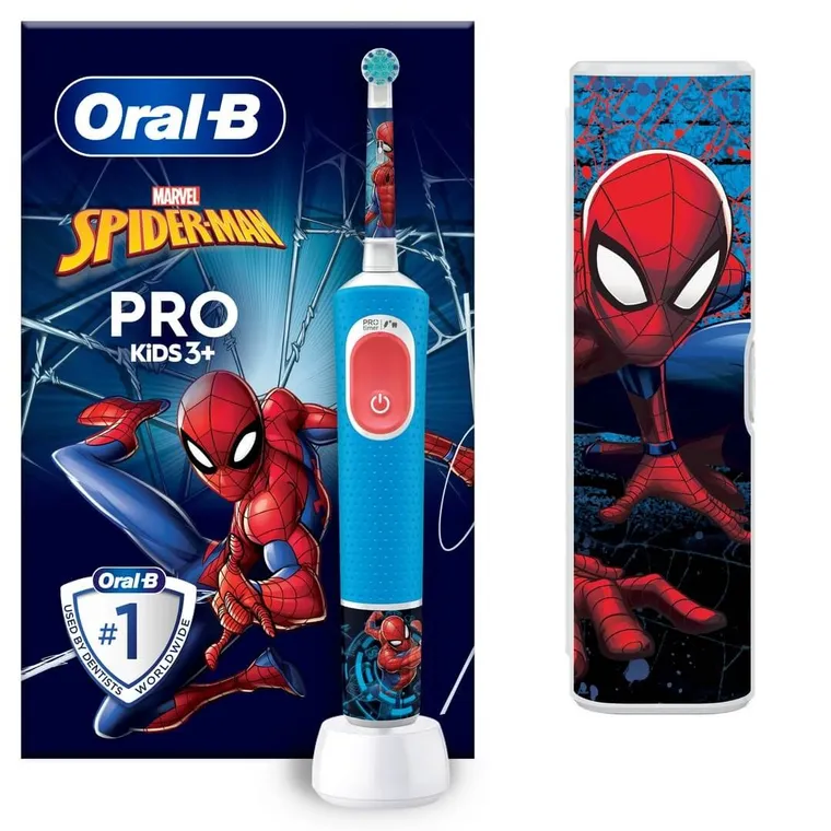 Oral-B, Kids, Spider-Man, zestaw: szczoteczka elektryczna + etui podróżne