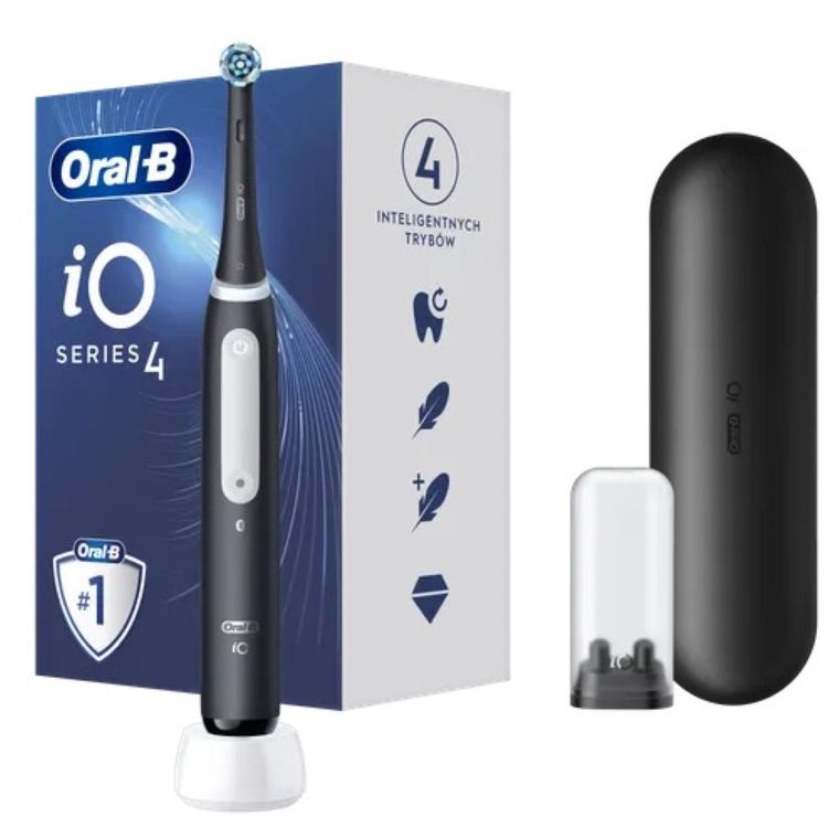 Oral-B, szczoteczka elektryczna, iO SERIES 4, Black, szczoteczka magnetyczna z etui podróżnym