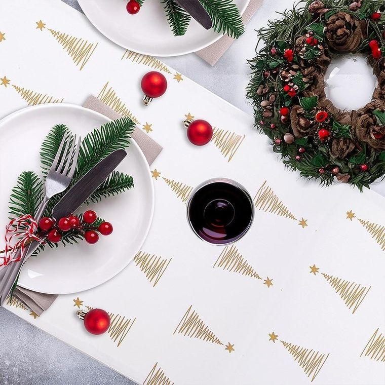 Orion, bieżnik na stół bawełniany, choinka, 130-32 cm