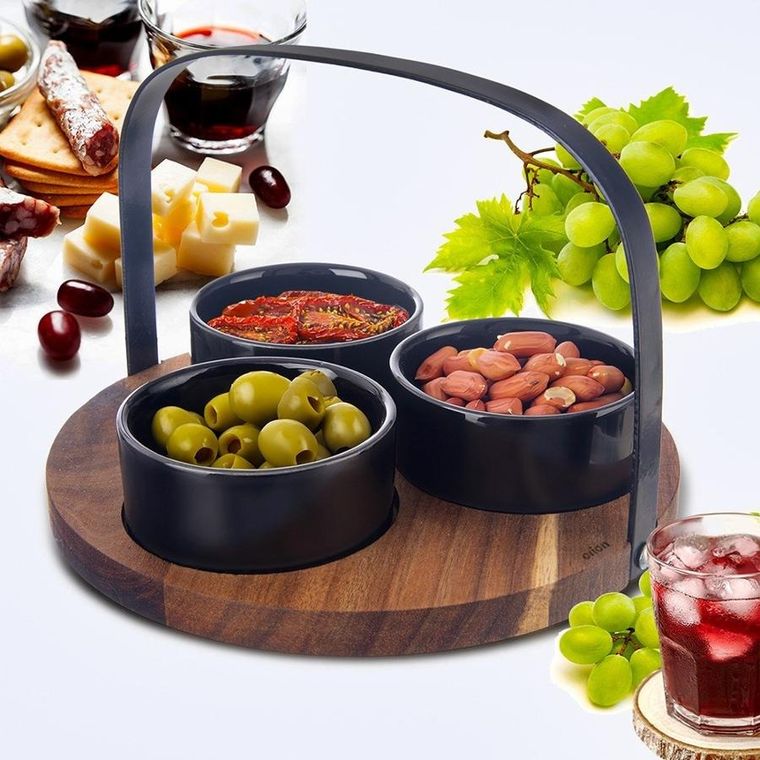 Orion, Black, miseczki na przekąski ceramiczne, 130 ml, 4 szt.