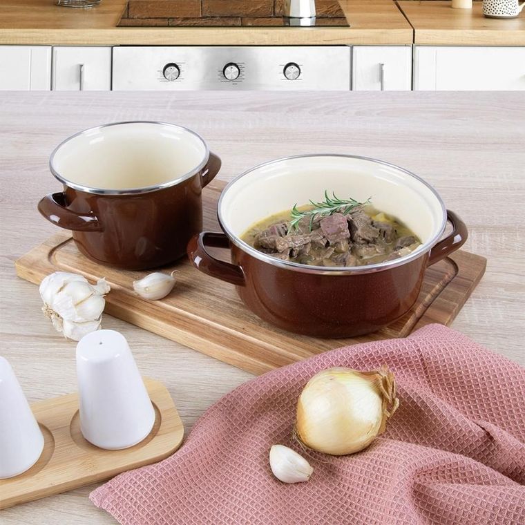 Orion, Brown, garnek emaliowany, 16 cm, 1,4l