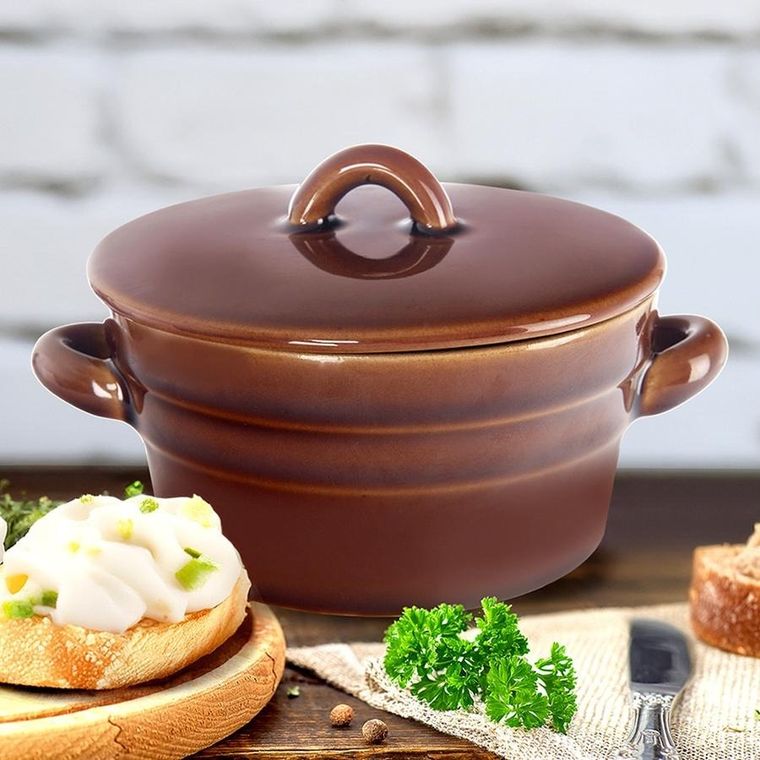 Orion, ceramiczny garnek na smalec z pokrywką, 340 ml