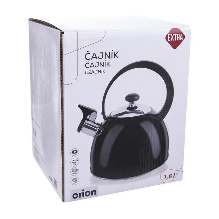 Orion, czajnik stalowy z gwizdkiem, czarny, indukcja, 1,8 l