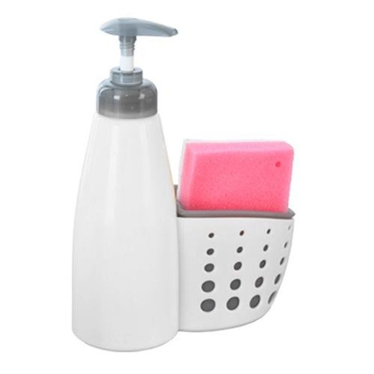 Orion, dozownik do mydła, płynu do naczyń z gąbką, biały