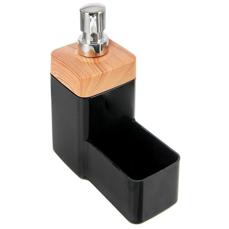 Orion, dozownik płynu do naczyń, z pojemnikiem na gąbkę, czarny, 500 ml