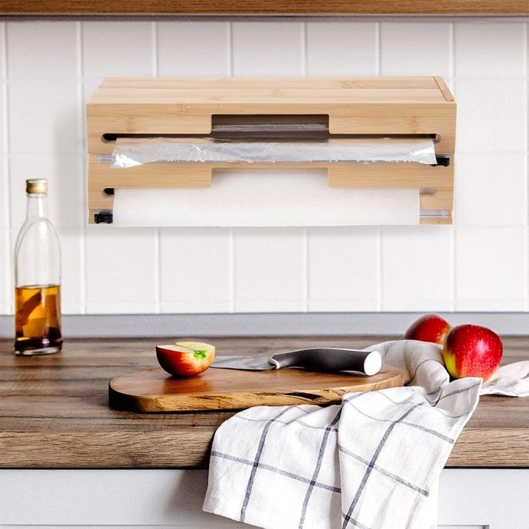 Orion, dyspenser do folii, podwójny, drewniany