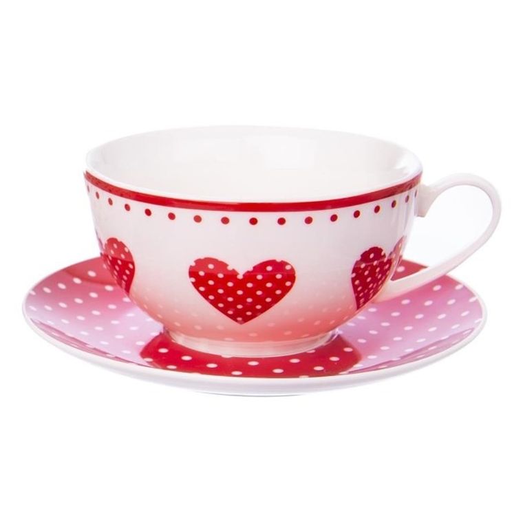 Orion, dzbanek + filiżanka ze spodkiem, serca