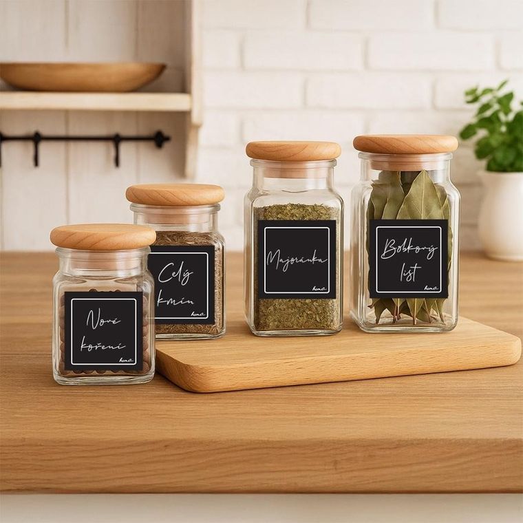 Orion, etykiety samoprzylepne na słoiki, czarne, 24 szt.