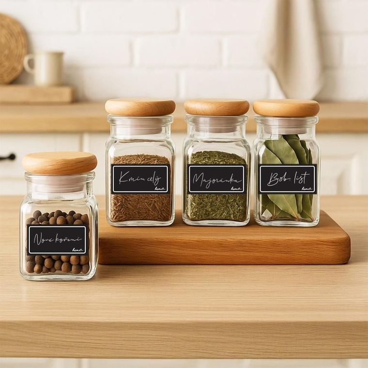 Orion, etykiety samoprzylepne na słoiki, czarne, 28 szt.