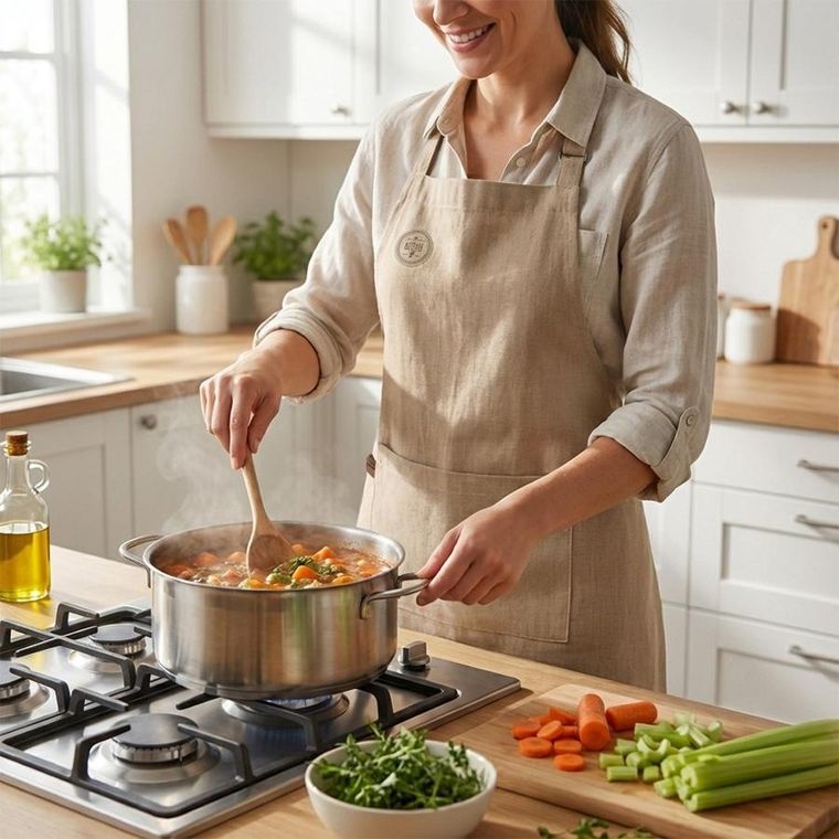 Orion, fartuch kuchenny, bawełniany, wiązany, brązowy