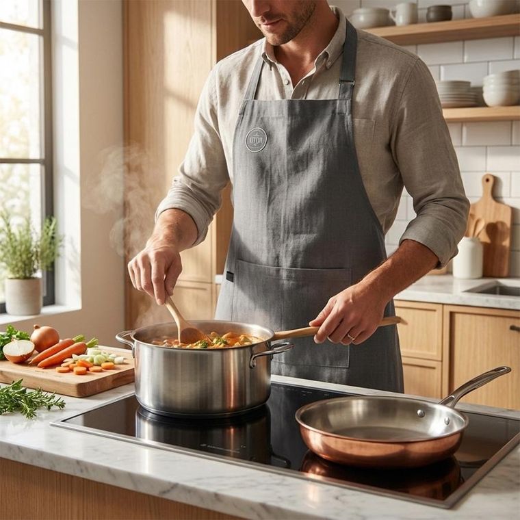 Orion, fartuch kuchenny, bawełniany, wiązany, szary