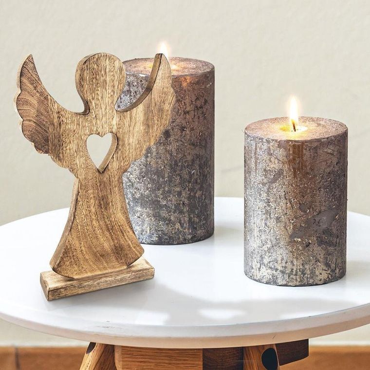 Orion, figurka anioła z sercem, drewniana, 25.5-36 cm