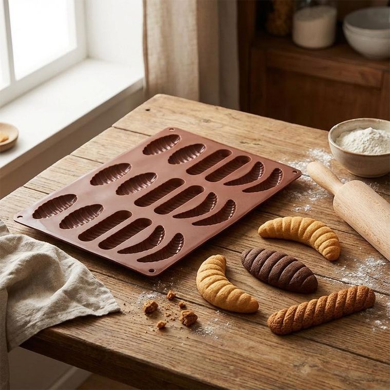 Orion, forma do ciastek i pralin, silikonowa, brązowa, 33-24,5-1 cm