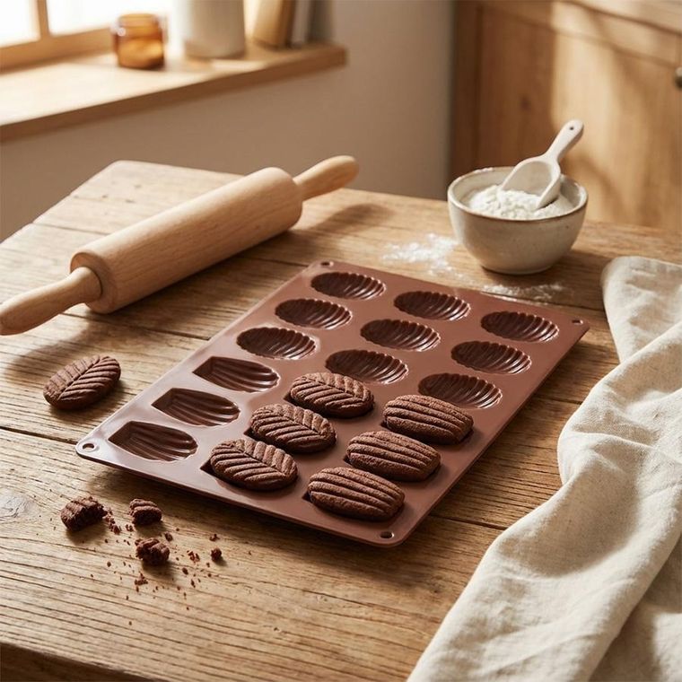 Orion, forma do ciastek i pralin, silikonowa, brązowa, 34-25-1 cm