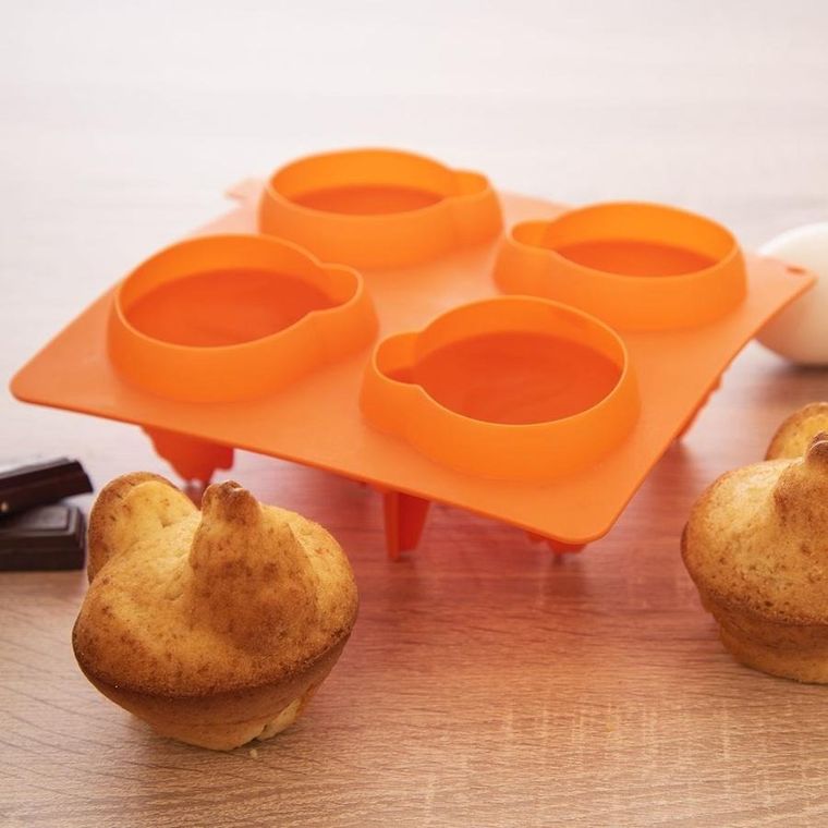 Orion, forma do ciastek i pralin, silikonowa, pomarańczowa kurka
