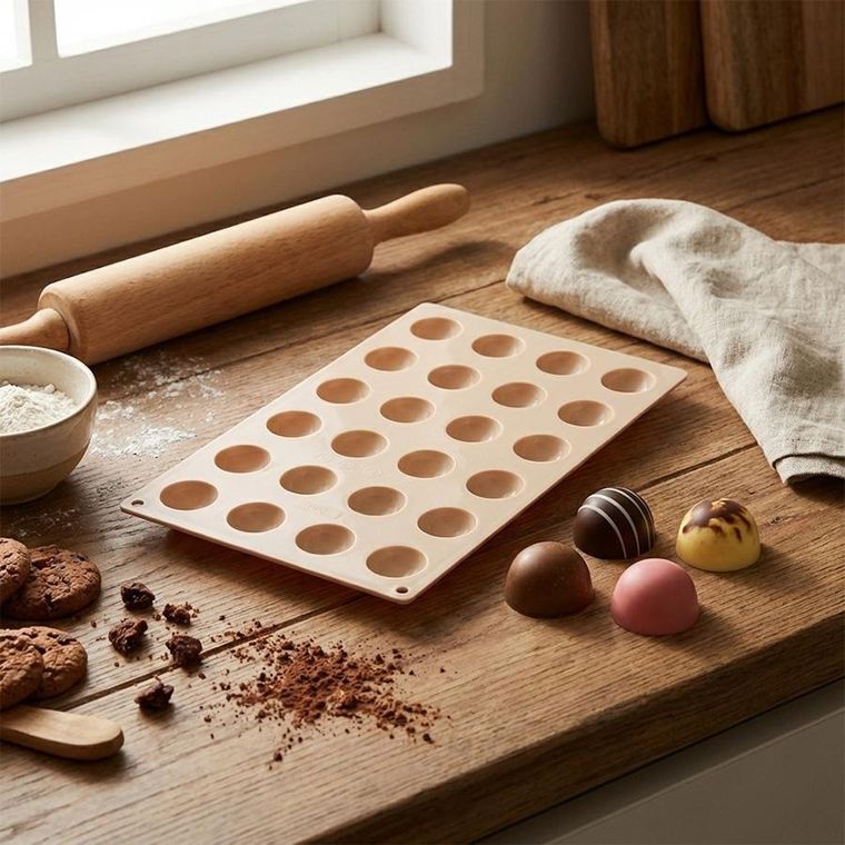 Orion, forma do pralin i czekoladek silikonowa, beżowa, 30-17,5-1,5 cm