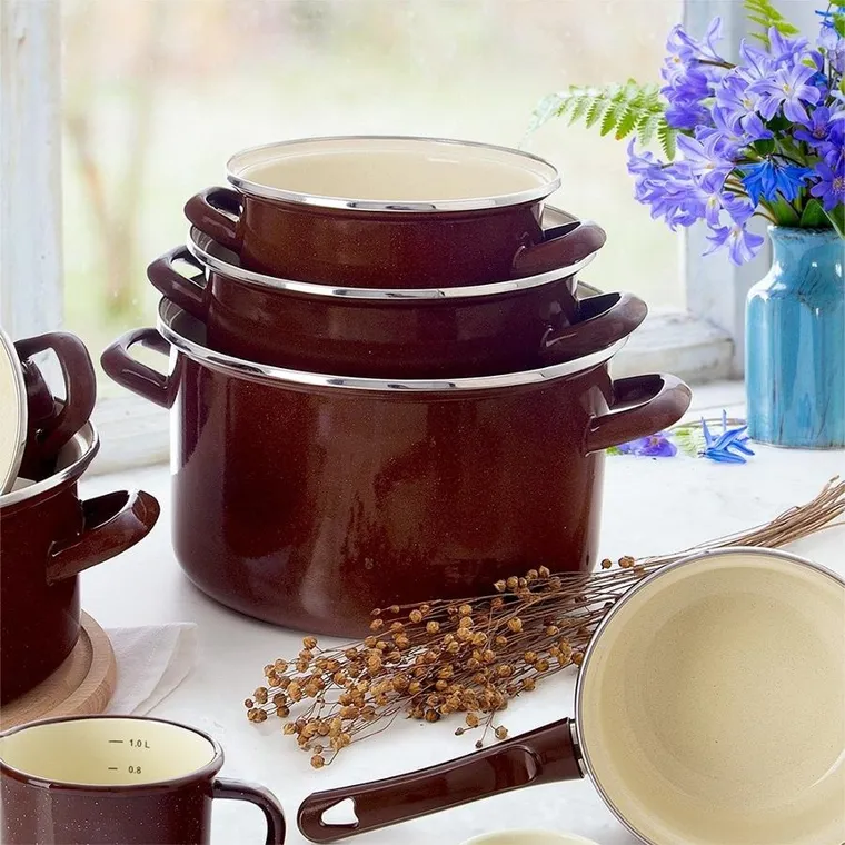 Orion, garnek emaliowany, brown, 20 cm, 3l