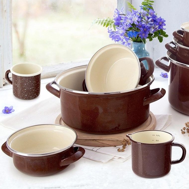 Orion, garnek emaliowany, brown, 24 cm, 4l