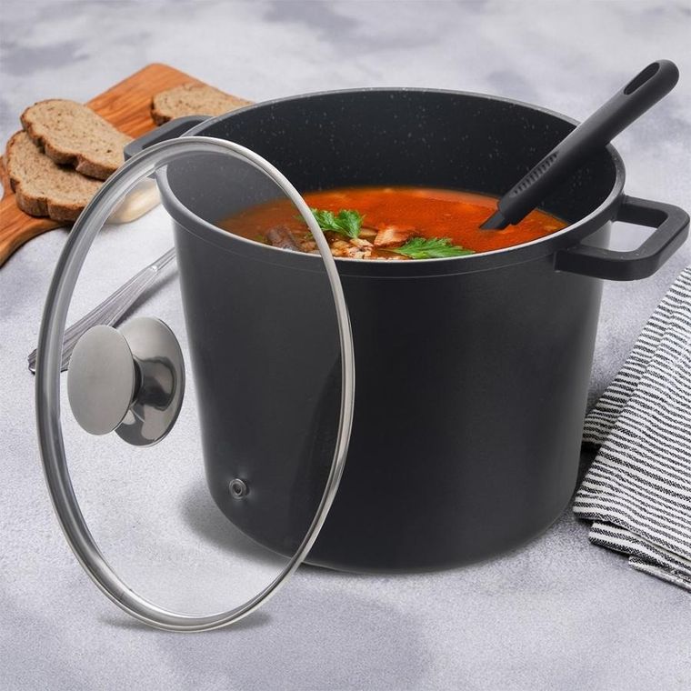 Orion, garnek granitowy ze szklaną pokrywką wysoki, Grande, 7.6 l