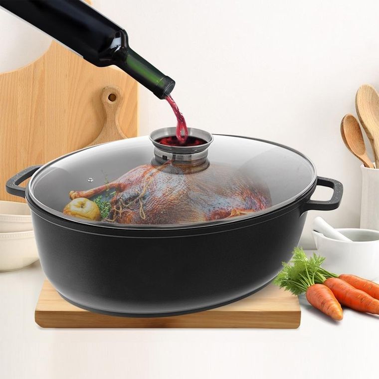 Orion, Grande, brytfanna granitowa z pokrywką, owalna, 12 l, 43,5-33,5 cm