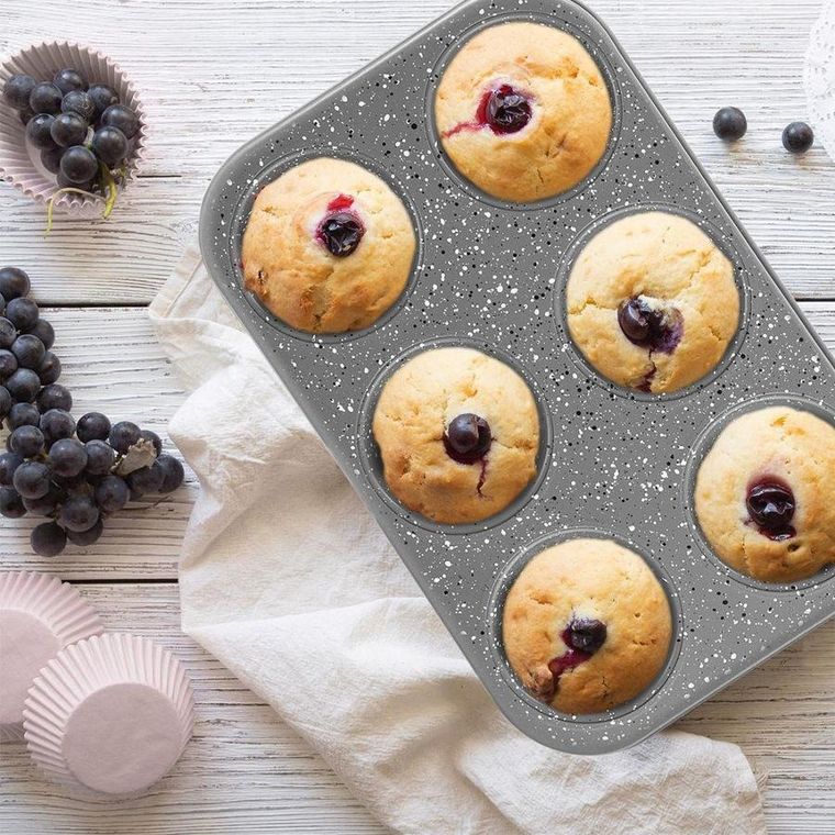 Orion, Grande, forma do pieczenia dużych muffinek, granitowa, 6 szt. babeczek, 32-22 cm