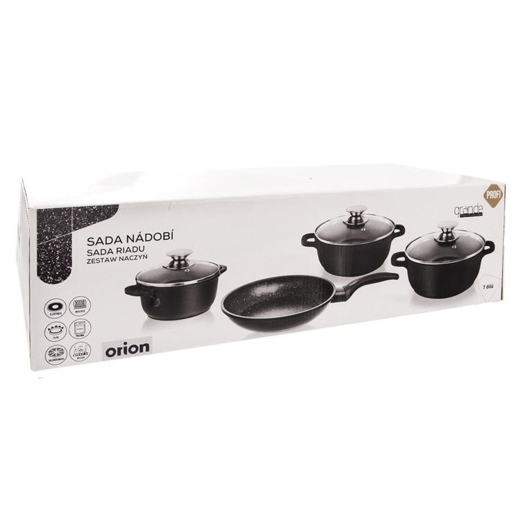 Orion, Grande, garnki granitowe, patelnia, zestaw