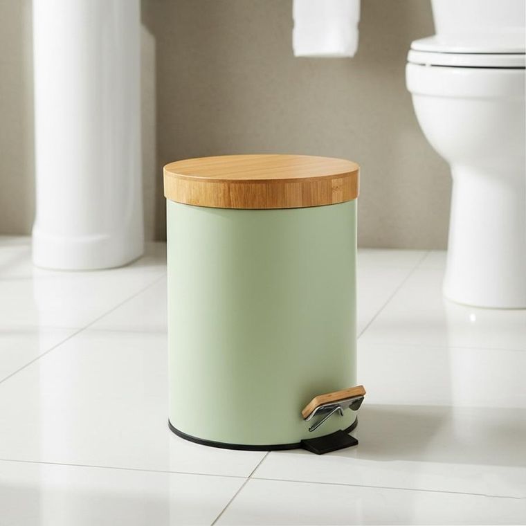 Orion, Greenish, kosz na śmieci, metalowy, z pedałem, zielony, 5l