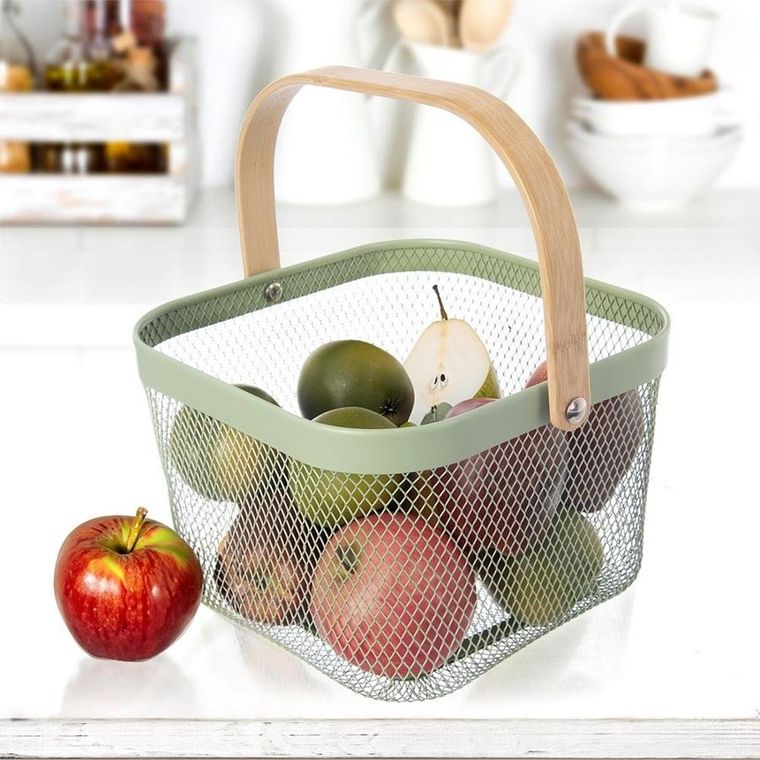 Orion, Greenish, koszyk do przechowywania, metalowy, zielony, 27-24,5-17,5 cm