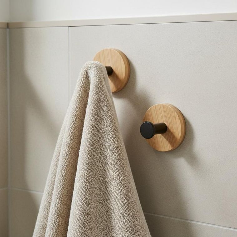 Orion, haczyk, wieszak samoprzylepny, drewniany, metalowy, czarny, 5 cm, 2 szt.