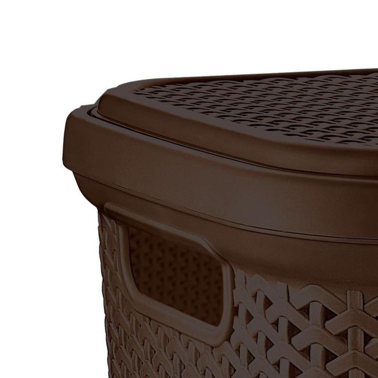 Orion, kosz na pranie, z pokrywą, 55 l, brązowy