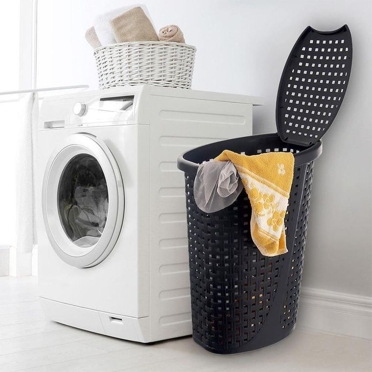 Orion, kosz na pranie z pokrywą, czarny, 45 l, 41-32-61 cm