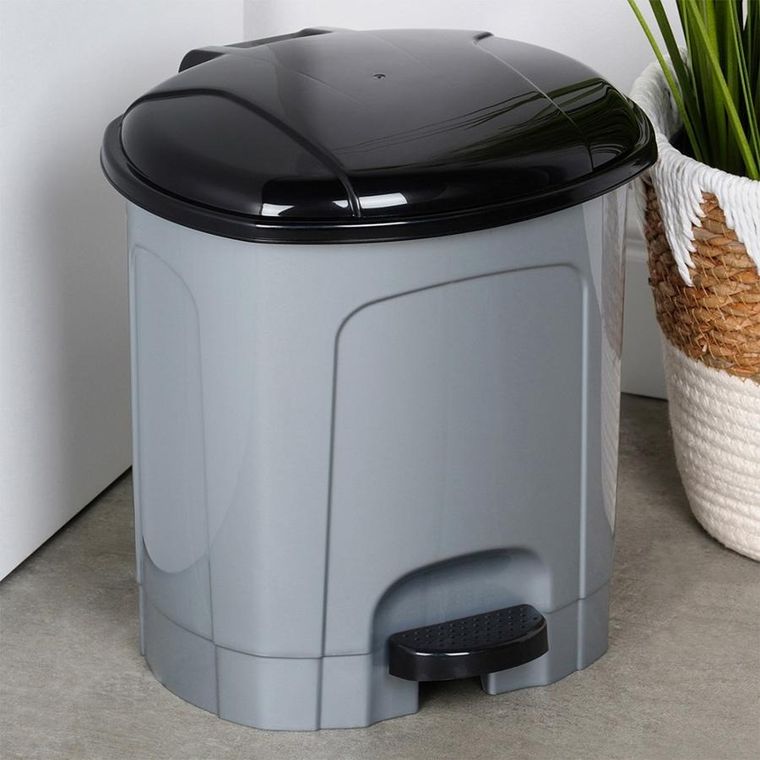 Orion, kosz na śmieci z pedałem plastikowy, szary, 5,5l