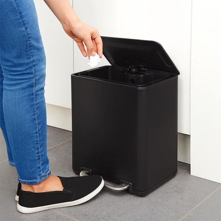 Orion, kosz na śmieci z pedałem, stalowy, czarny, 20l