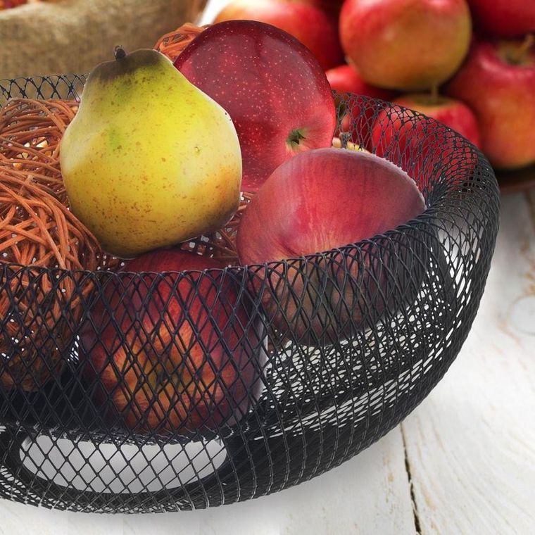 Orion, koszyk na owoce i warzywa, metalowy czarny, okrągła loft, 30 cm