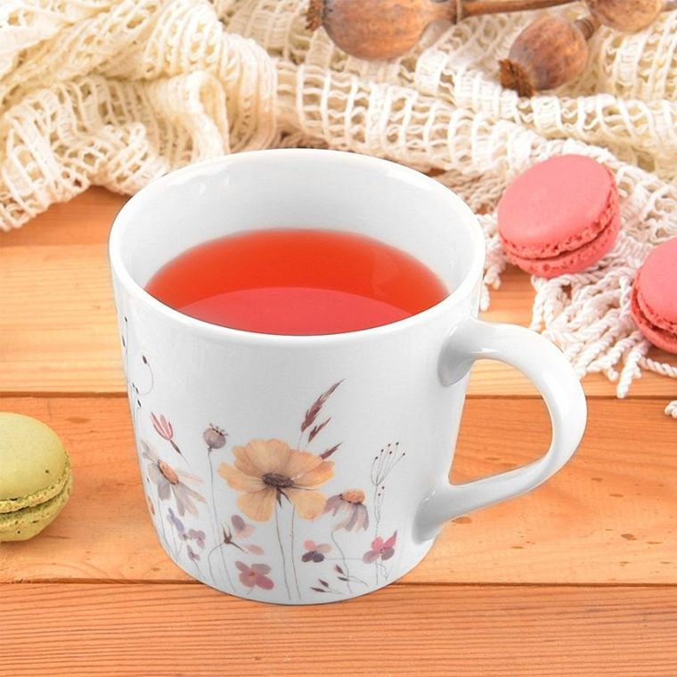 Orion, kubek porcelanowy, kwiaty, 430 ml