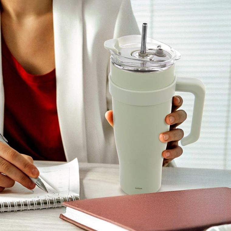 Orion, kubek termiczny z uchwytem, stalowy, miętowy, 1,2l