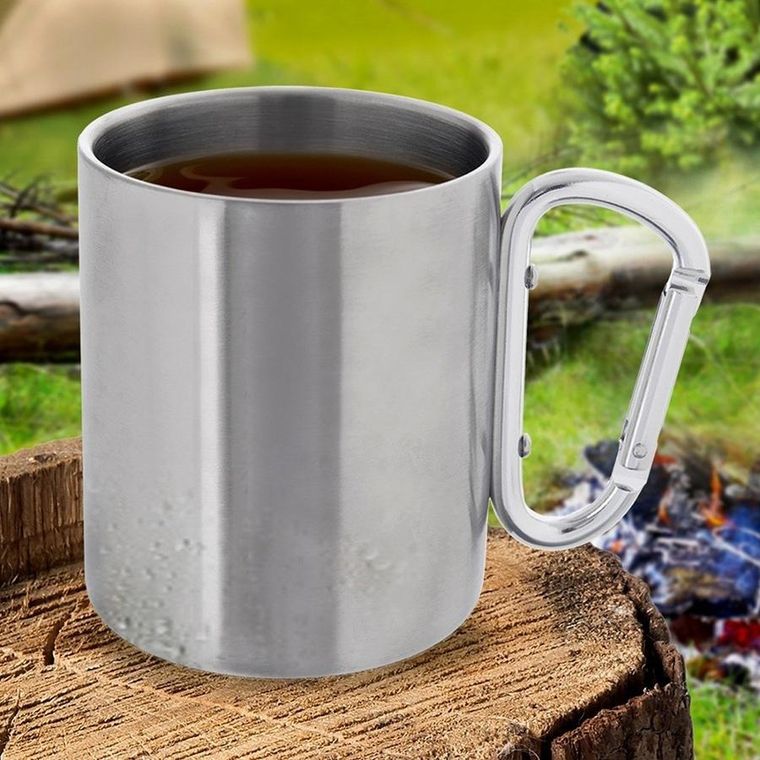 Orion, kubek turystyczny stalowy z karabińczykiem, 350 ml