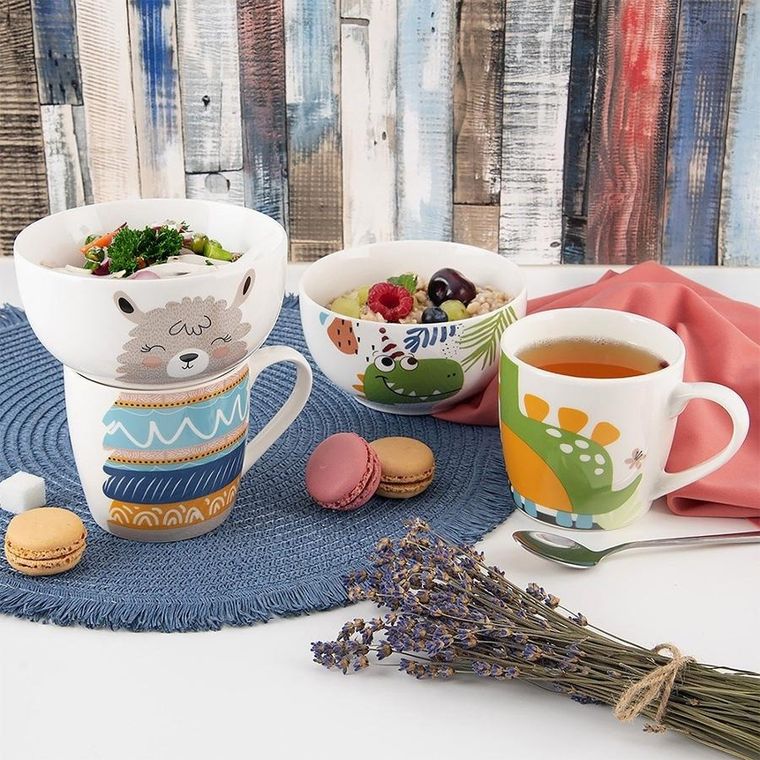 Orion, kubek z miseczką, porcelanowy, zestaw dla dziecka, 2 elementy